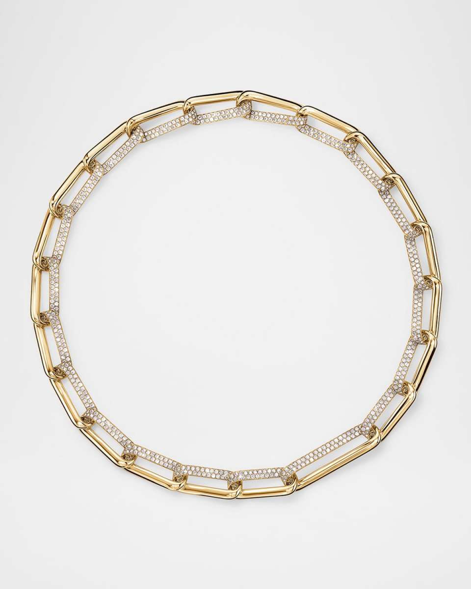Inside/Out Elongated Diamond Link Necklace